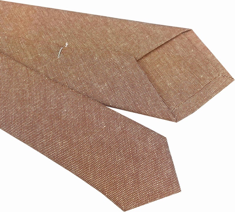 Elfeves Men's Skinny Solid Color Tie Causal Cotton Linen Narrow Slim cut Necktie - Image 3